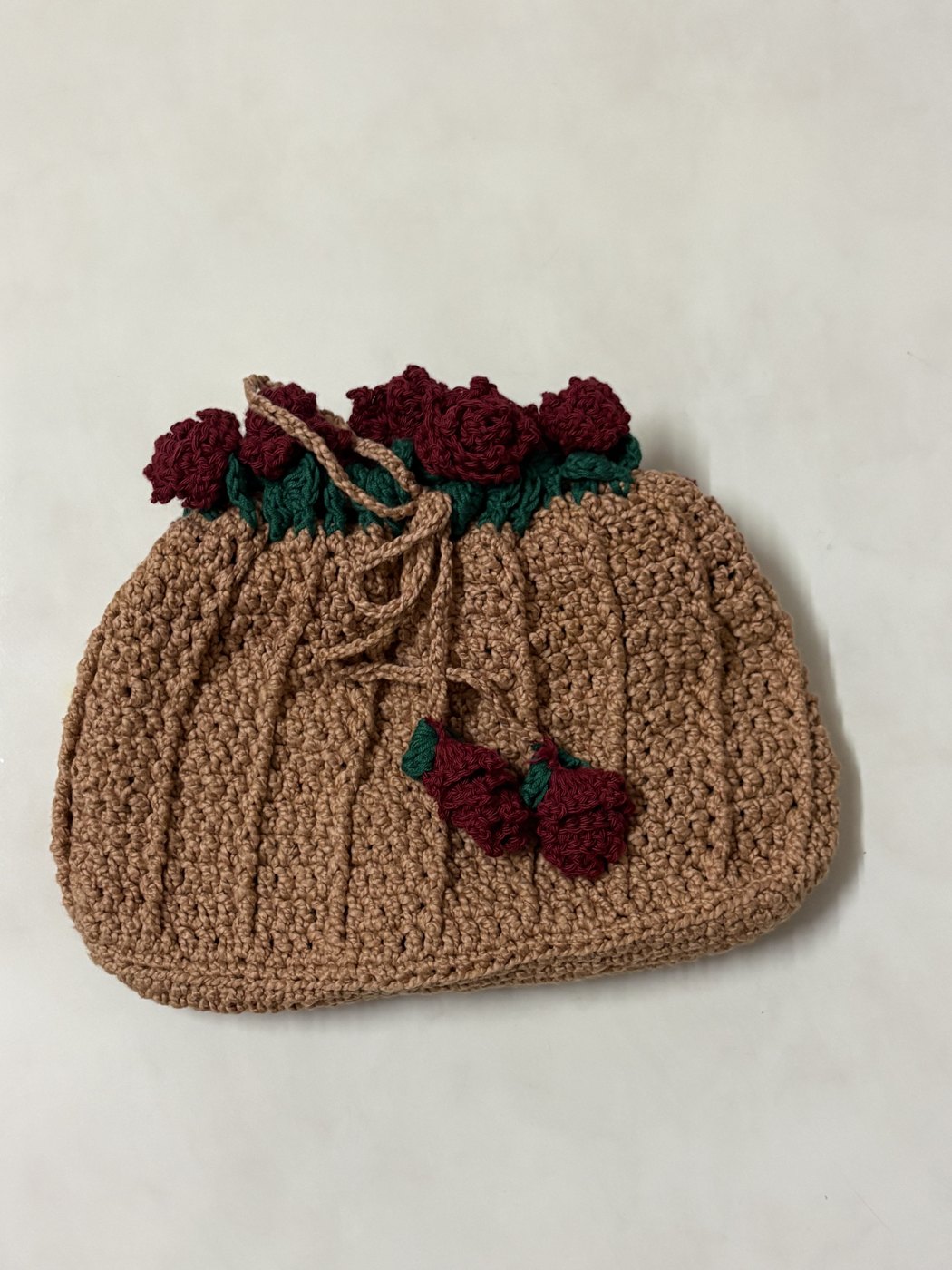 Hand-crocheted floral potli bag