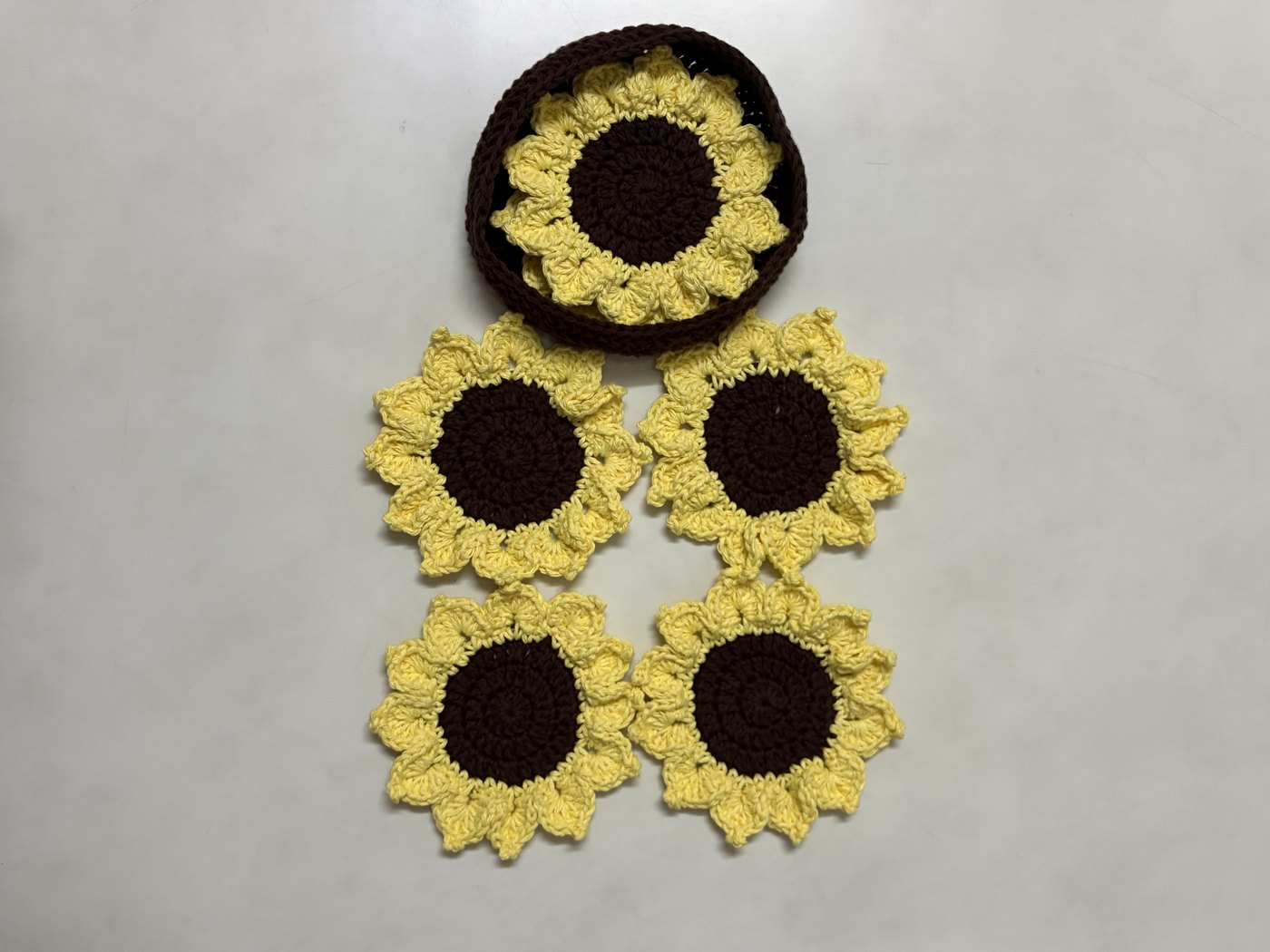 Sunflower tea coasters