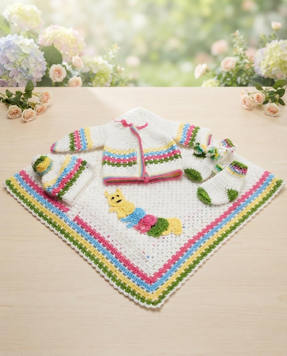 White blanket with baby set
